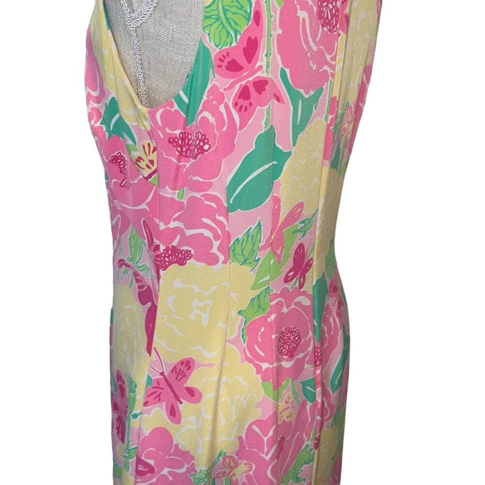 Lilly Pulitzer Silk Sheath Dress With V-Neck -Size 10 - Picture 4 of 7